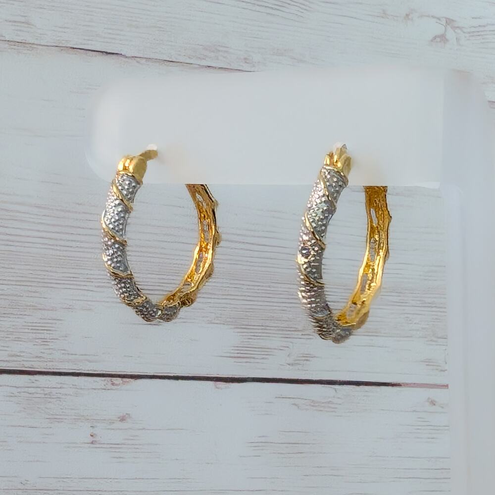 Vintage Earrings Gold Tone & Silver Tone 1" Stylish Hoops